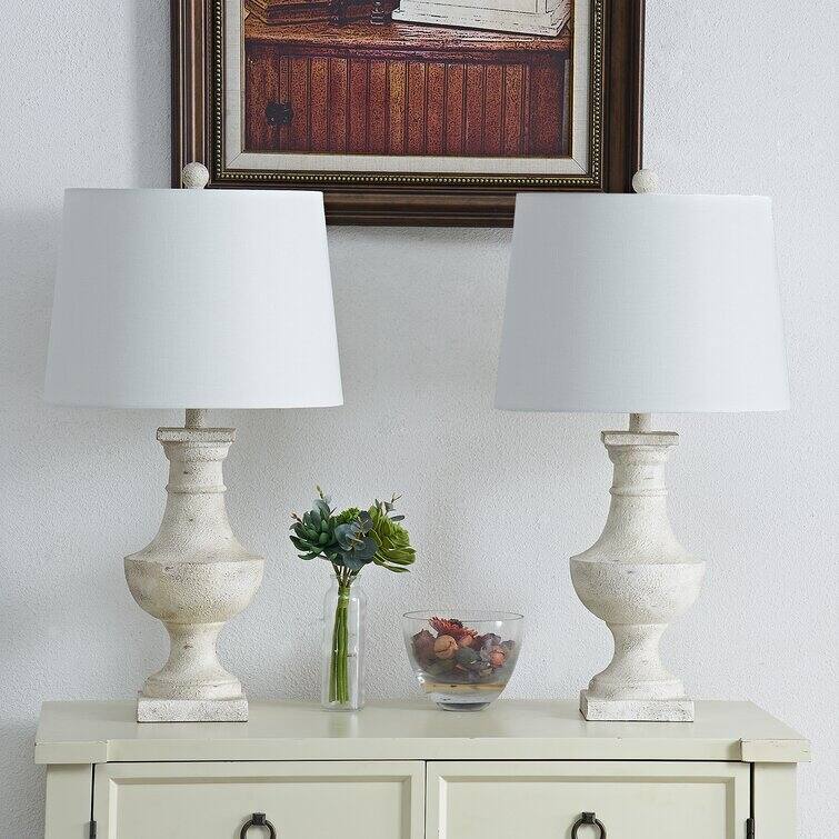26" White Bedside Table Lamp Set (Set of 2) Bed Bath & Beyond 36152455